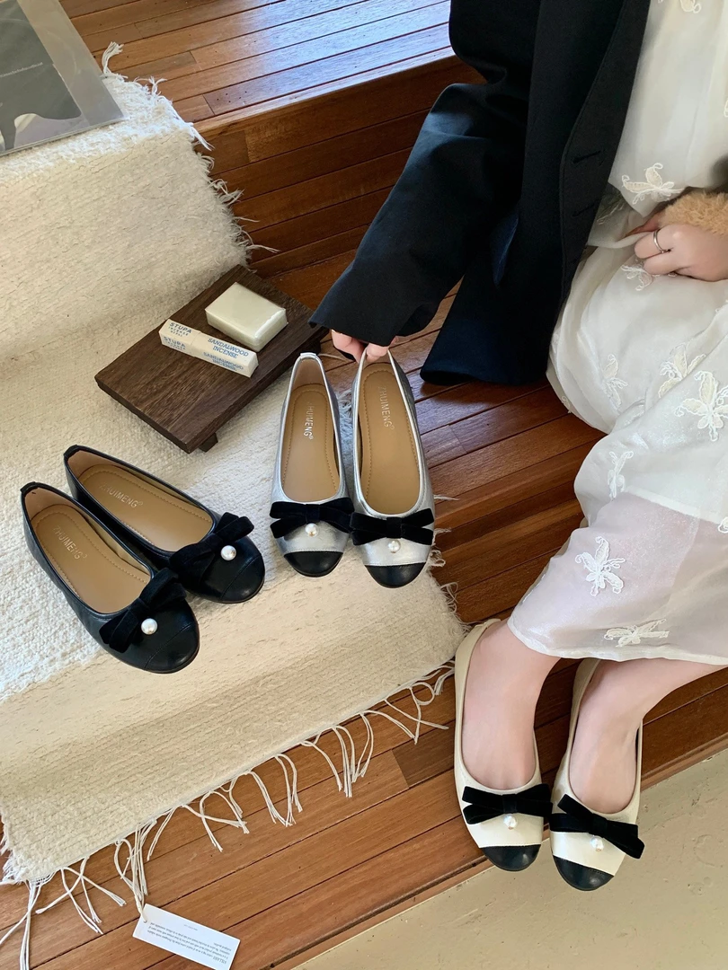 ZM 66-71 温柔芭蕾瓢鞋平底鞋法式糖果软底银色新中式红色单鞋秋