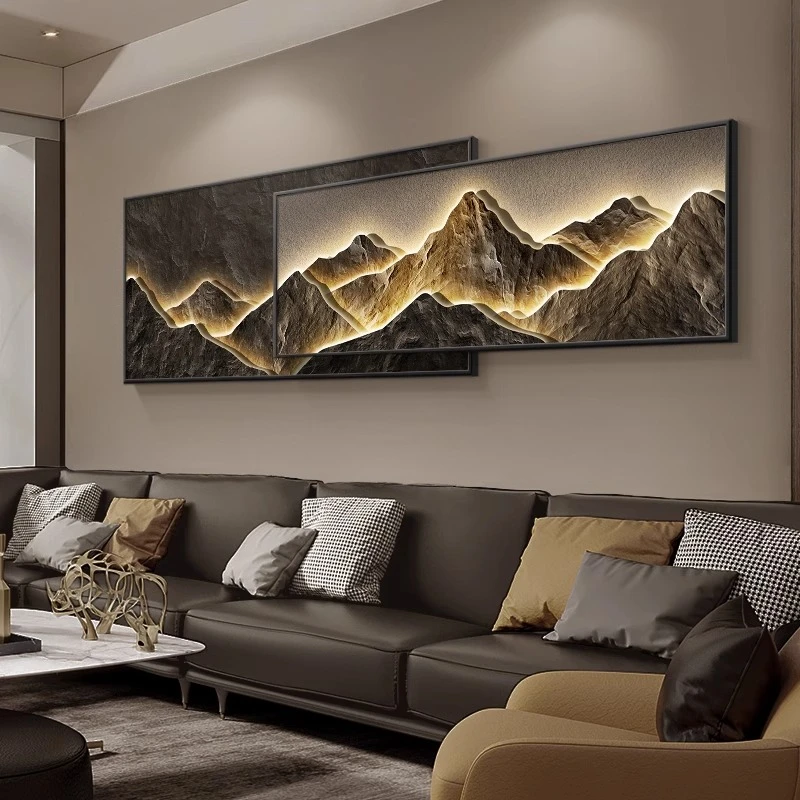 现代轻奢客厅装饰画高级感沙发背景墙挂画高档大气山水画靠山壁画