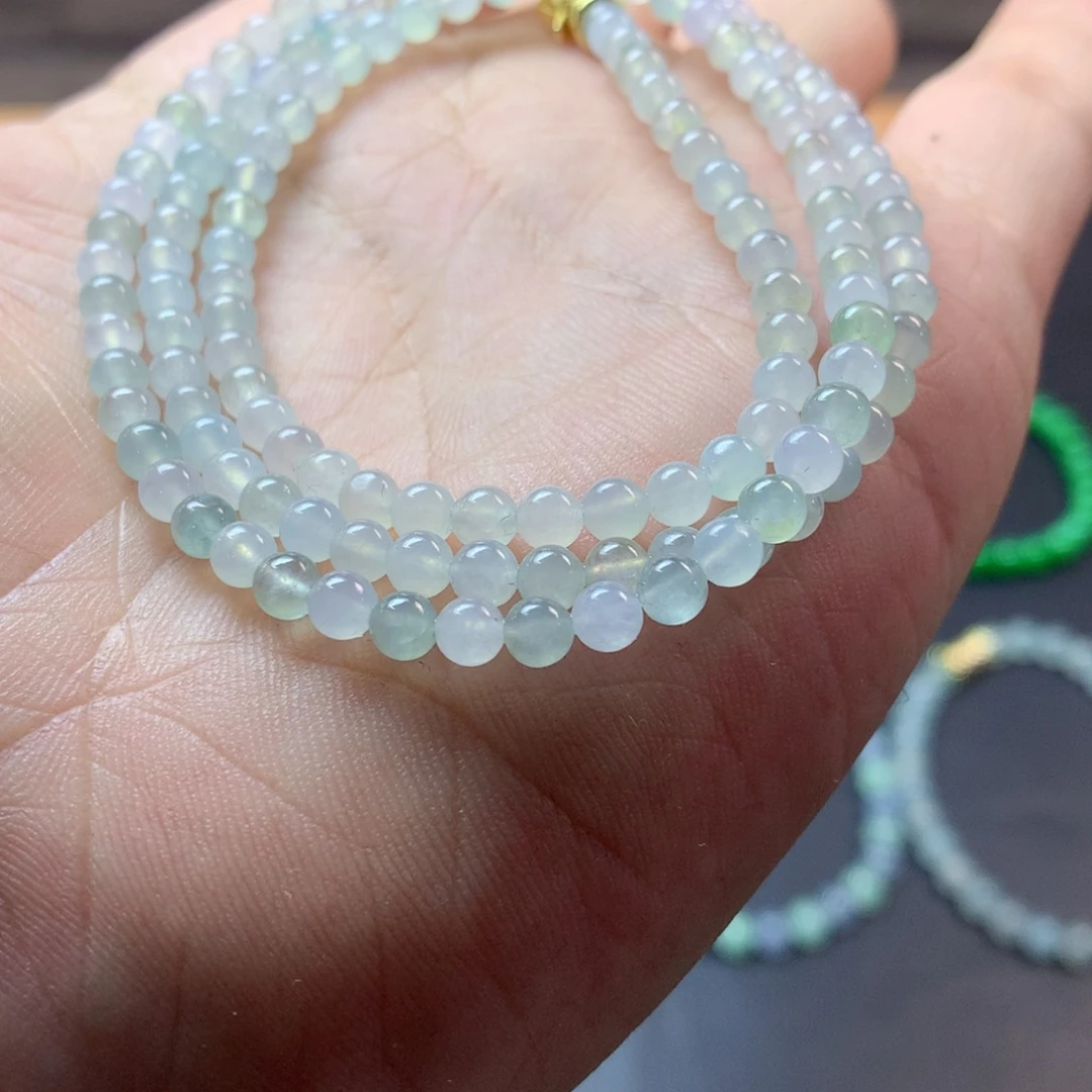定制翡翠未镶嵌卡4.1冰长串