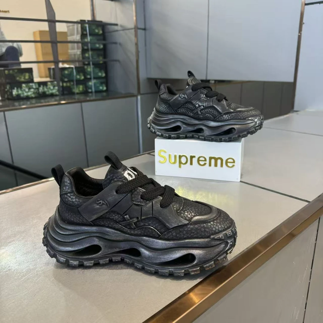 707-117冬季新款男士加绒保暖棉鞋厚底增高运动百搭休闲老爹鞋