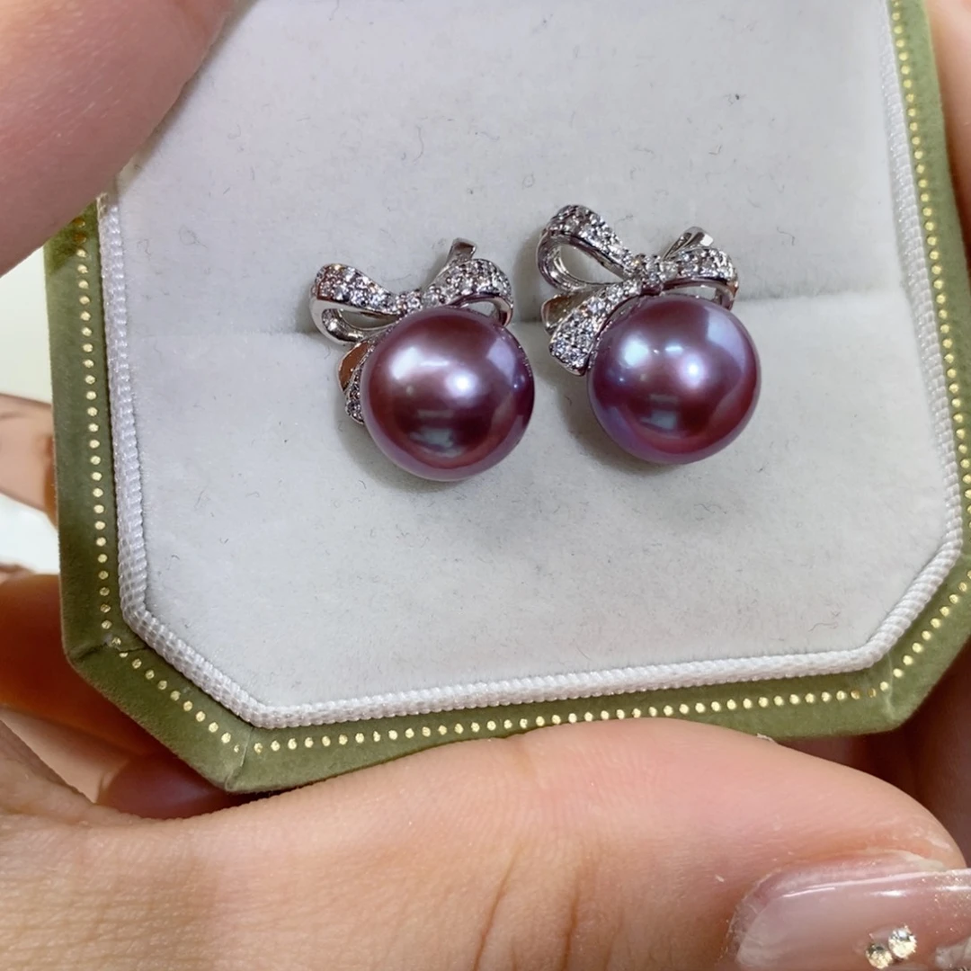 淡水珍珠耳饰银S925镶嵌