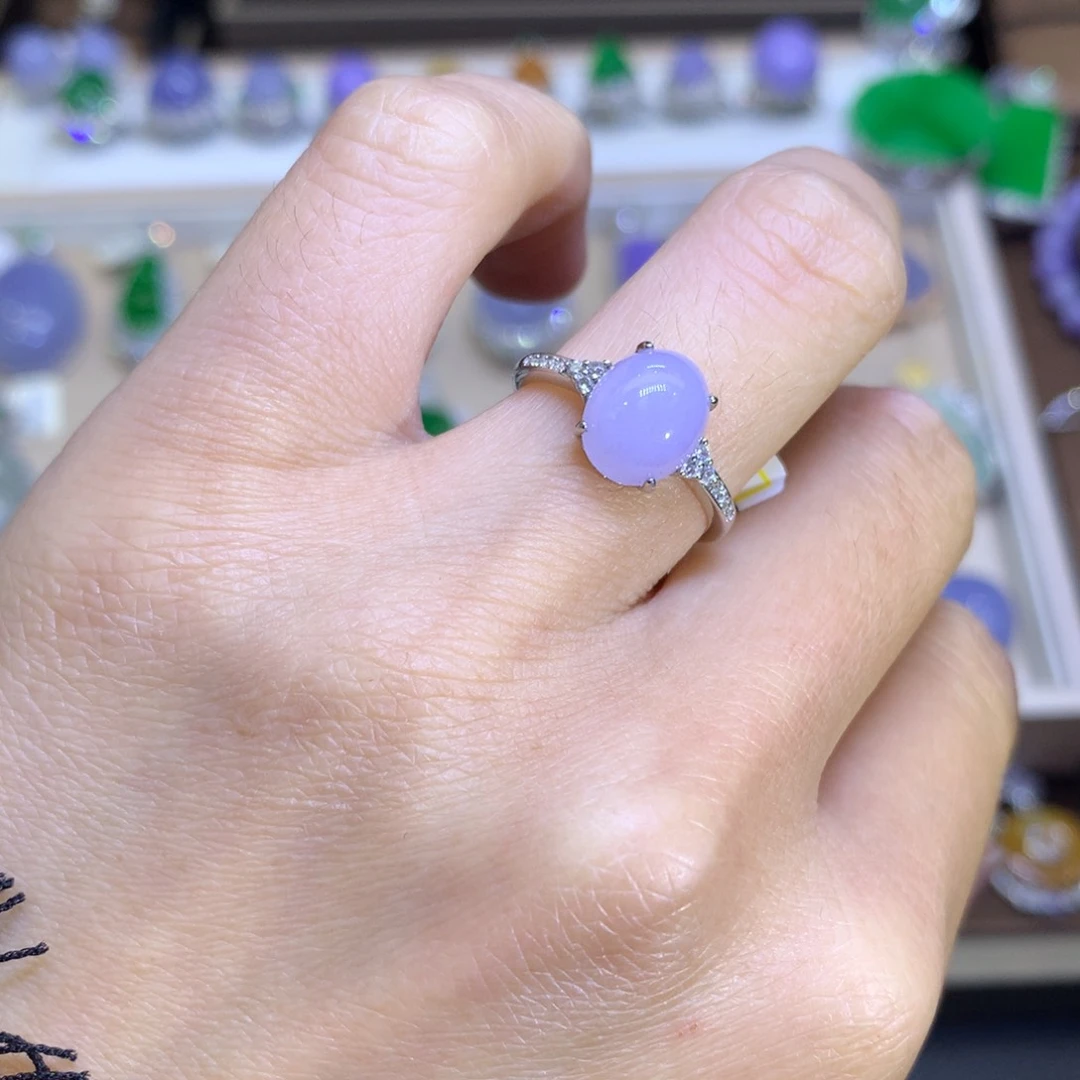 翡翠戒指银S925镶嵌翡翠