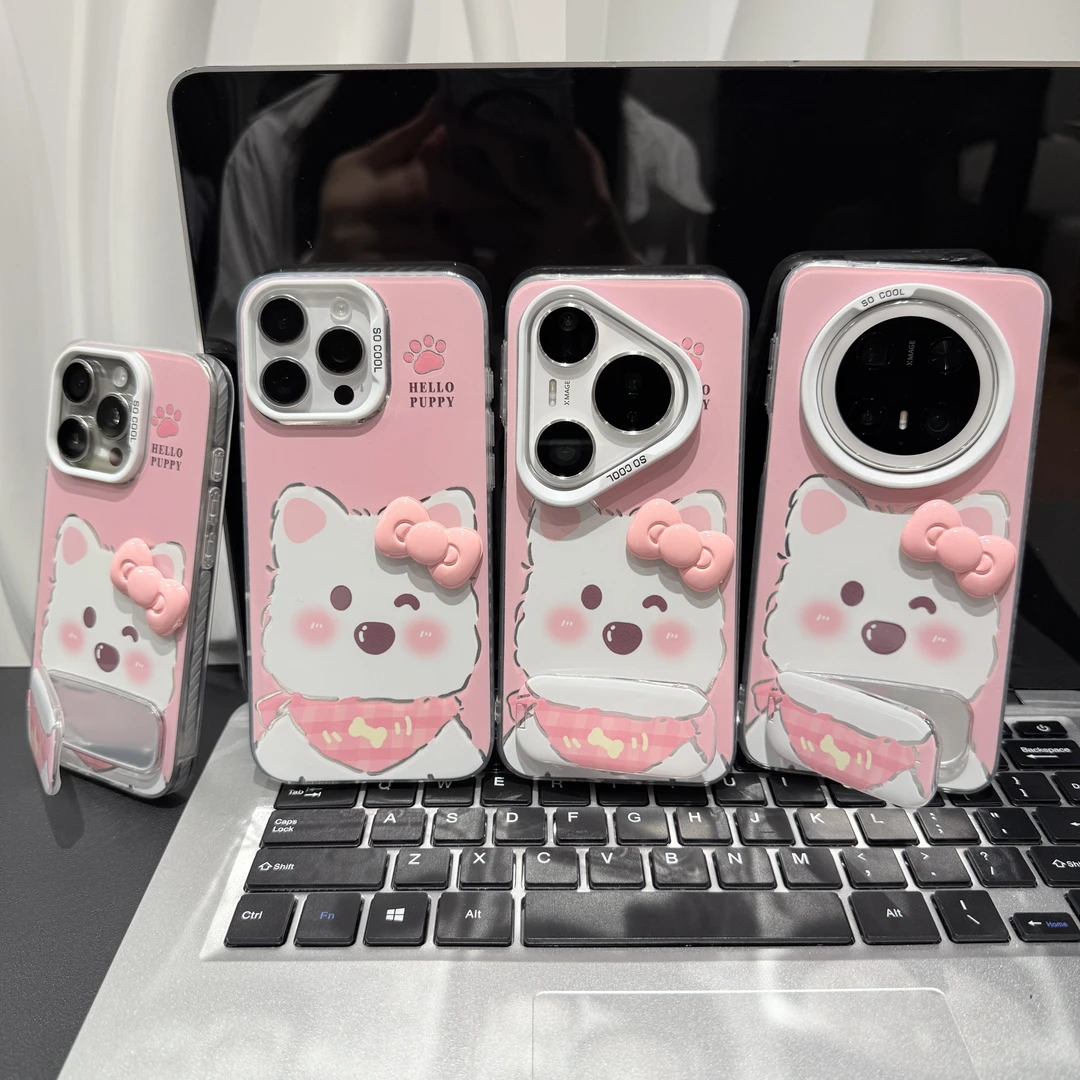 蝴蝶结西高地支架适用苹果/华为/荣耀/OPPO/VIVO/小米手机壳防摔