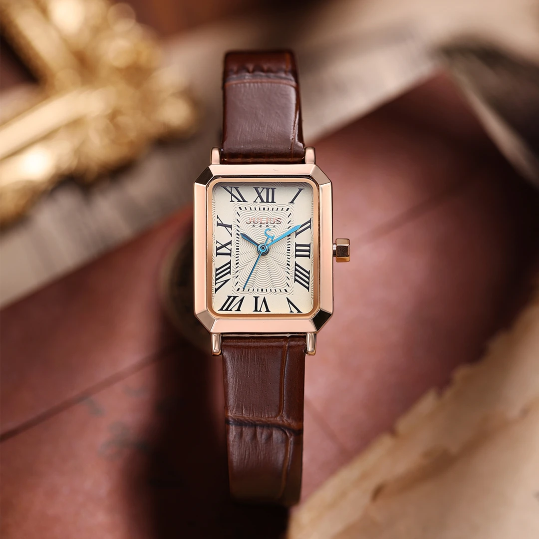 聚利时手表女简约气质学生小方表复古方形防水石英女士表腕表