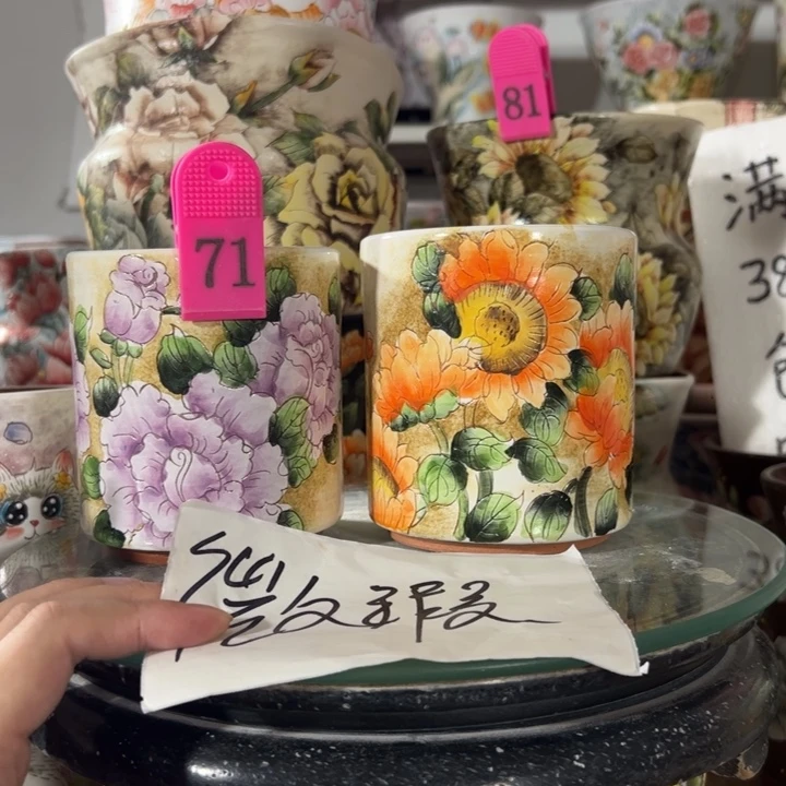 景德镇手绘花盆满38包邮偏远地区除外