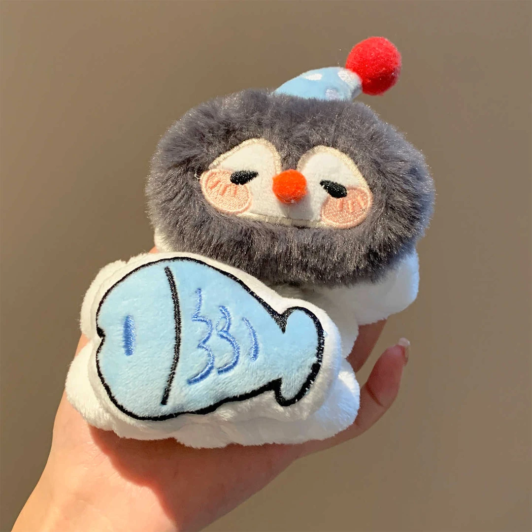 可爱企鹅小鱼毛绒洗脸手腕带女洗漱防滴水专用防湿高弹力发圈发饰