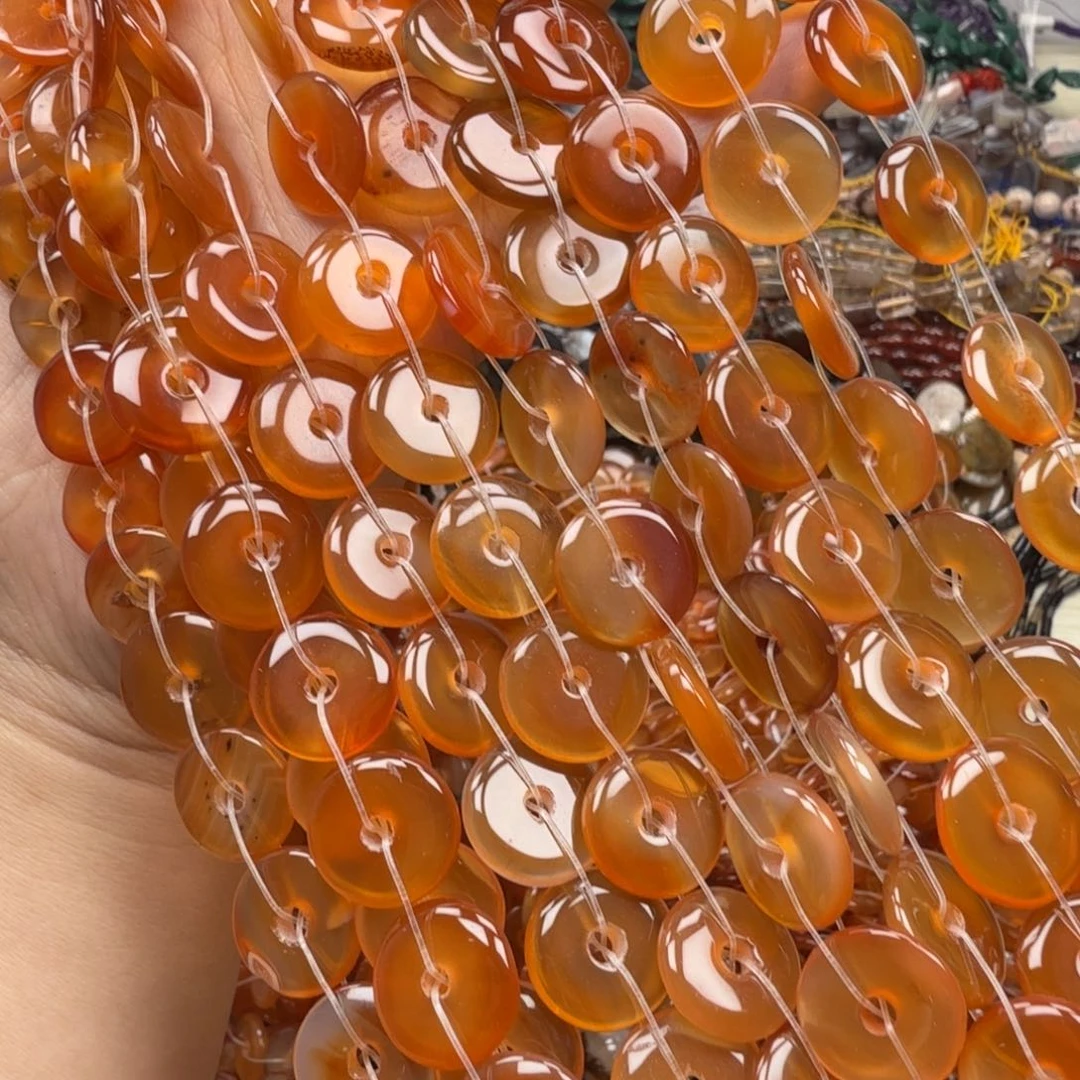 水晶珠宝半成品未镶嵌卡14红玛恼平安扣一条