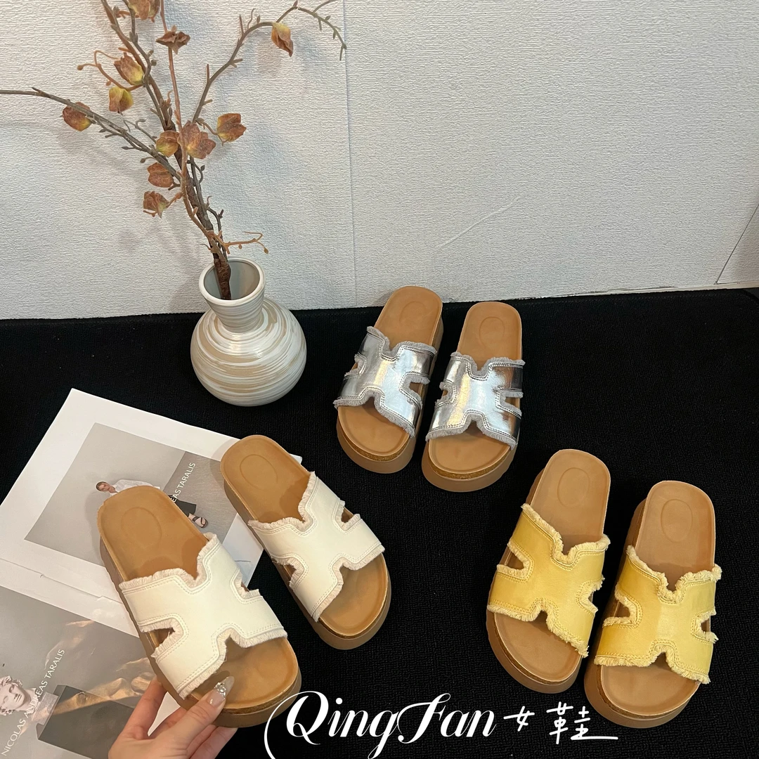 复古简约气质流苏一字拖鞋女2025新款外穿夏季时尚百搭沙滩凉拖鞋