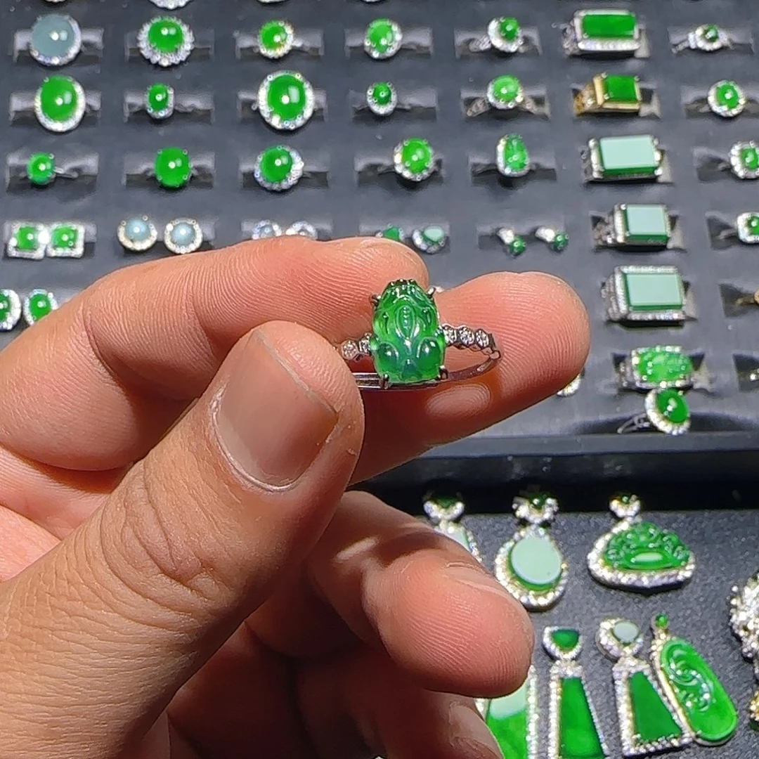 翡翠银S925镶嵌戒指