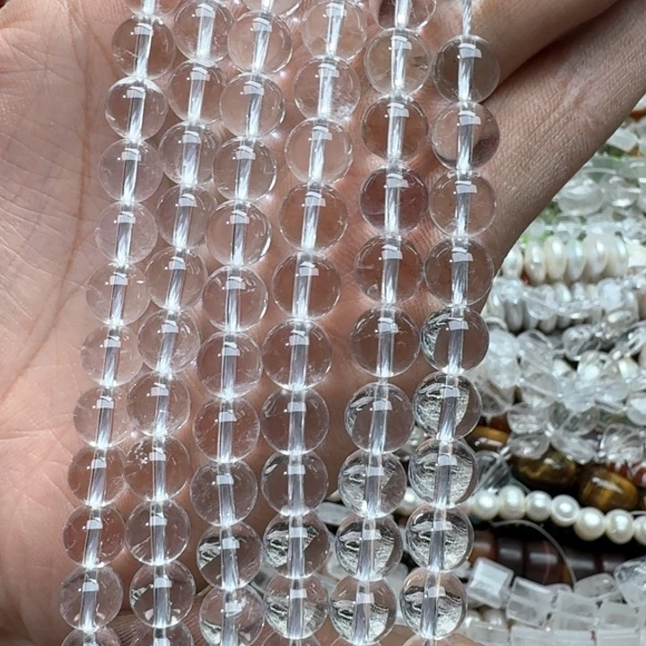 合金玛瑙/玉髓珠宝半成品一条8mm白水晶