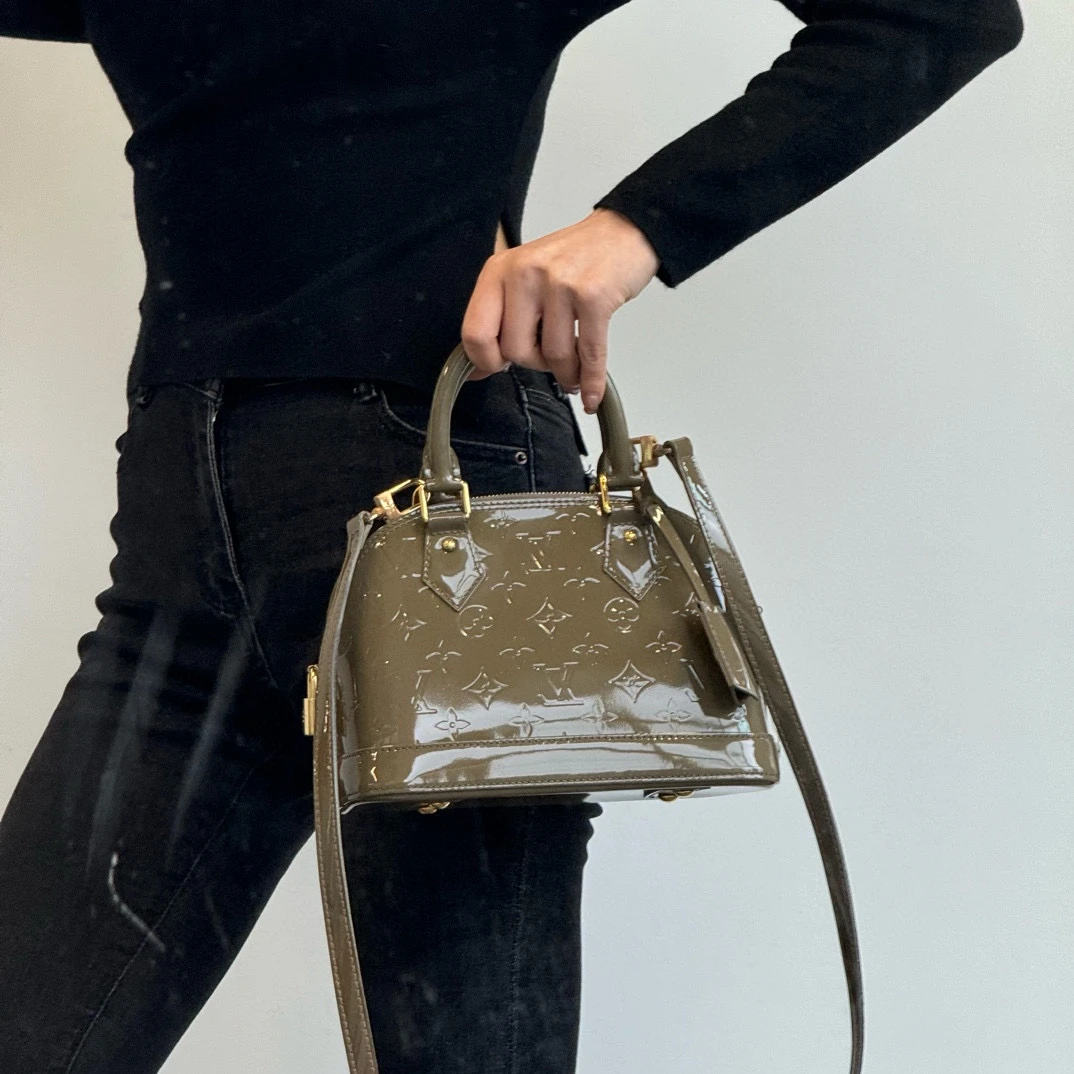 95新 LouisVuitton/路易威登 lv琥珀茶色贝壳bb斜挎包