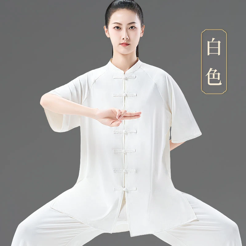 新款专业太极服女防晒夏季短袖男八段锦练功服太极拳武术休闲服装