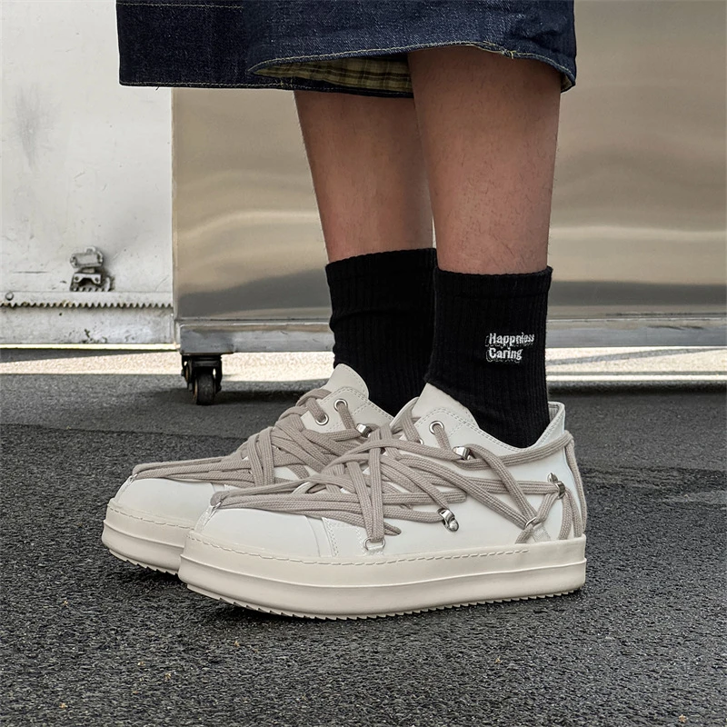 日系厚底板鞋男女百搭小众潮款设计休闲学院风情侣款增高潮鞋