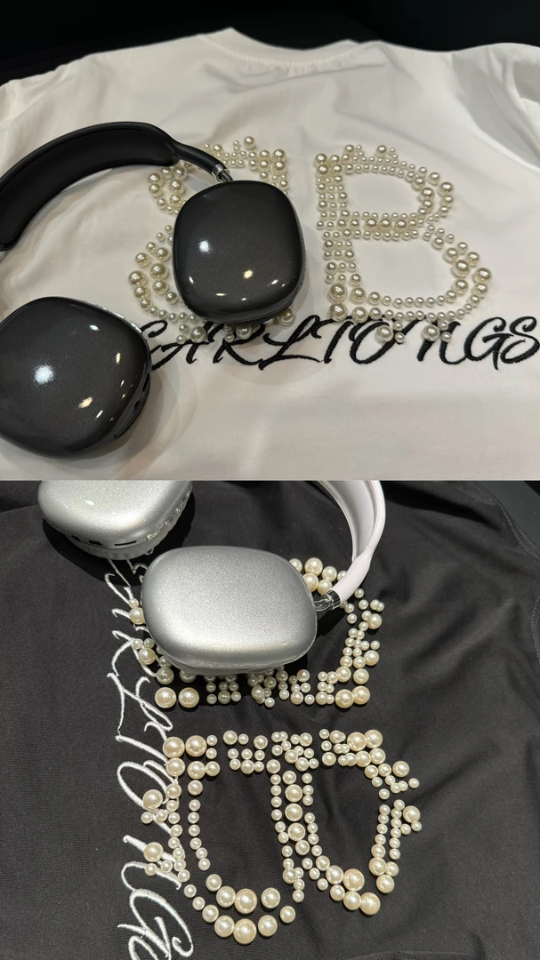 2025年春夏原标珍珠字母时尚圆领男款休闲宽松纯棉450克半袖2018