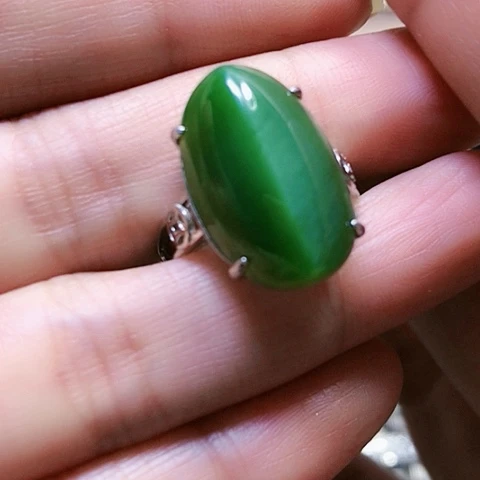 和田玉戒指银S925镶嵌