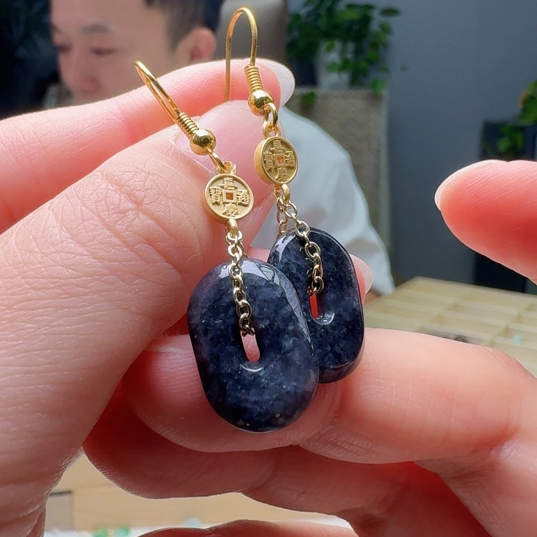 银S925镶嵌翡翠耳饰多样性发货其一