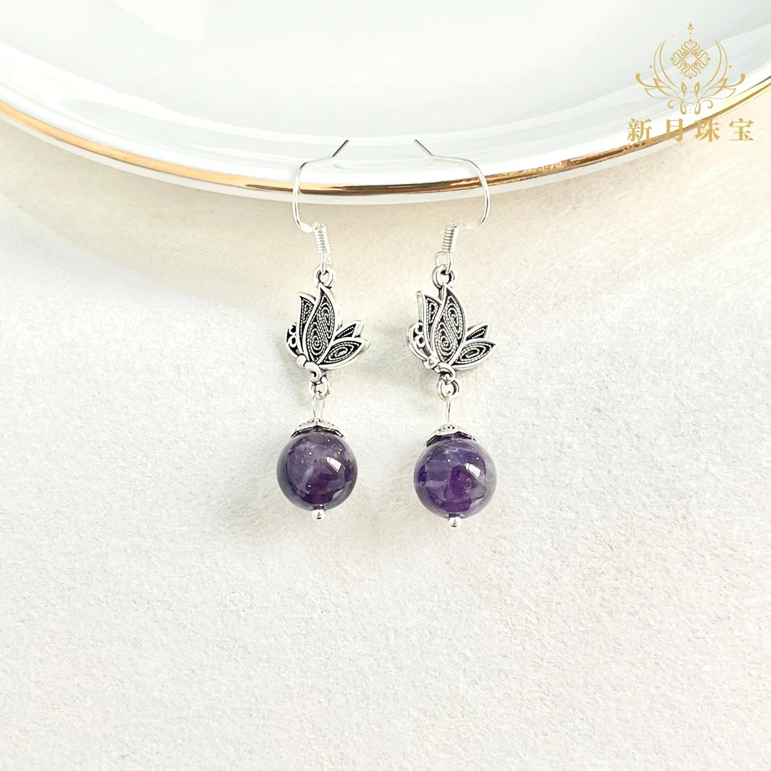 紫水晶蝶翼耳饰-多样性发一