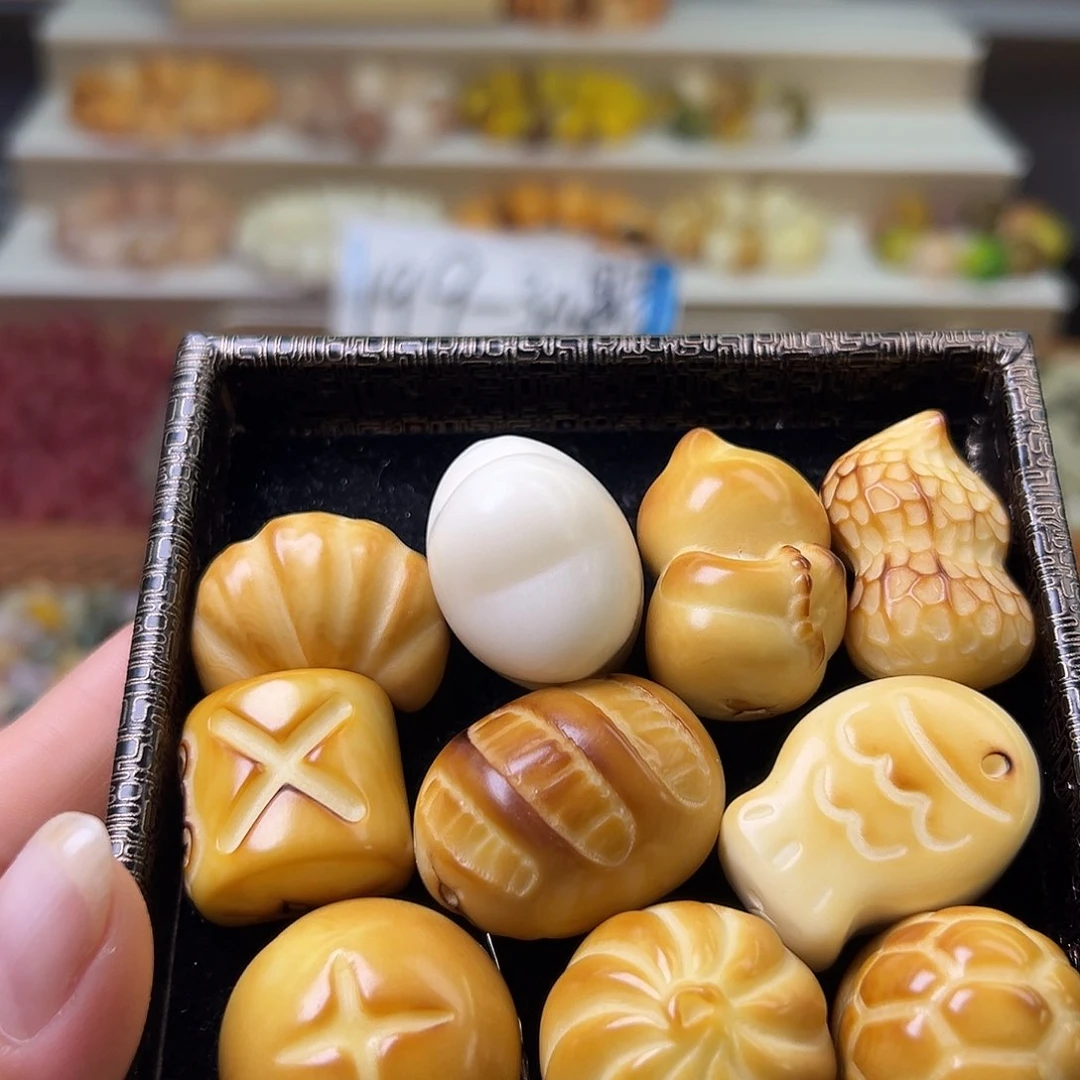 菩提根/象牙果手串微瑕混10颗孔道有裂