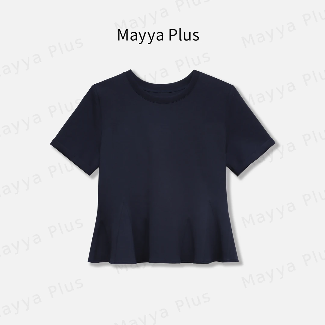 【立裁T 】Mayya Plus麦芽定制简约气质短袖上衣女圆领T恤32527155