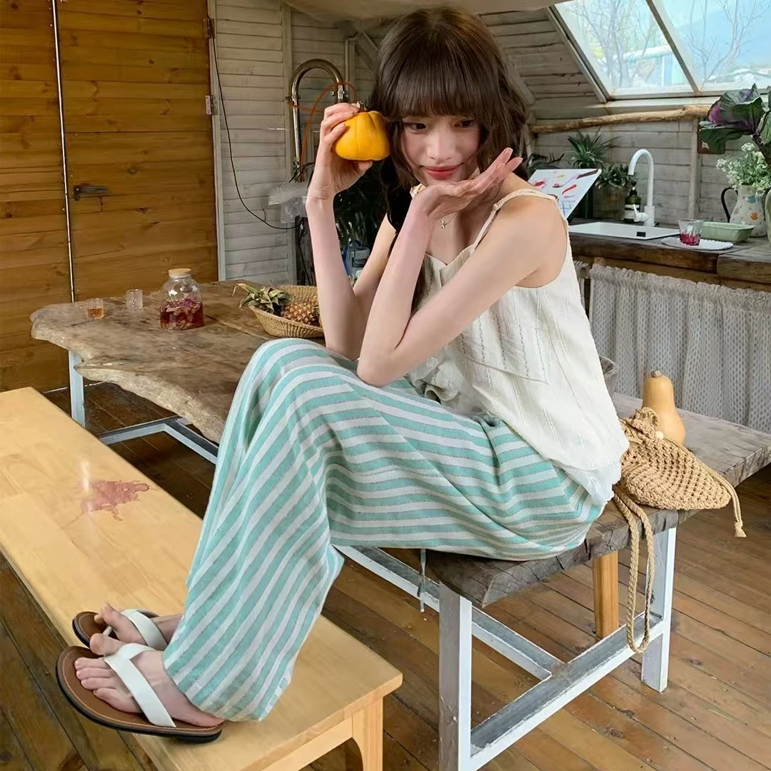 夏季高腰显瘦直筒休闲长裤