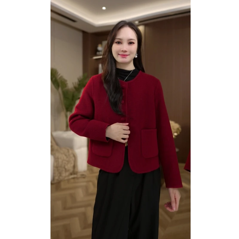 【6.8%山羊绒】双面穿羊绒大衣高端气质修身时尚双面轻奢羊毛外套