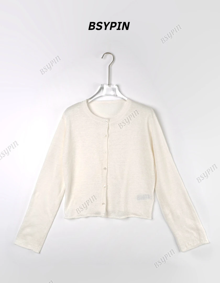 BSYPIN/伯尚优品 园领长袖开衫100%亚麻新款宽松高级上衣 BS25015