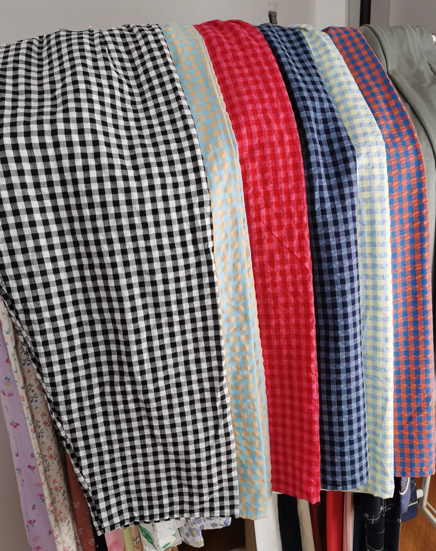 格子裤莱赛尔棉女显瘦高腰休闲女裤宽松阔腿裤夏季外穿