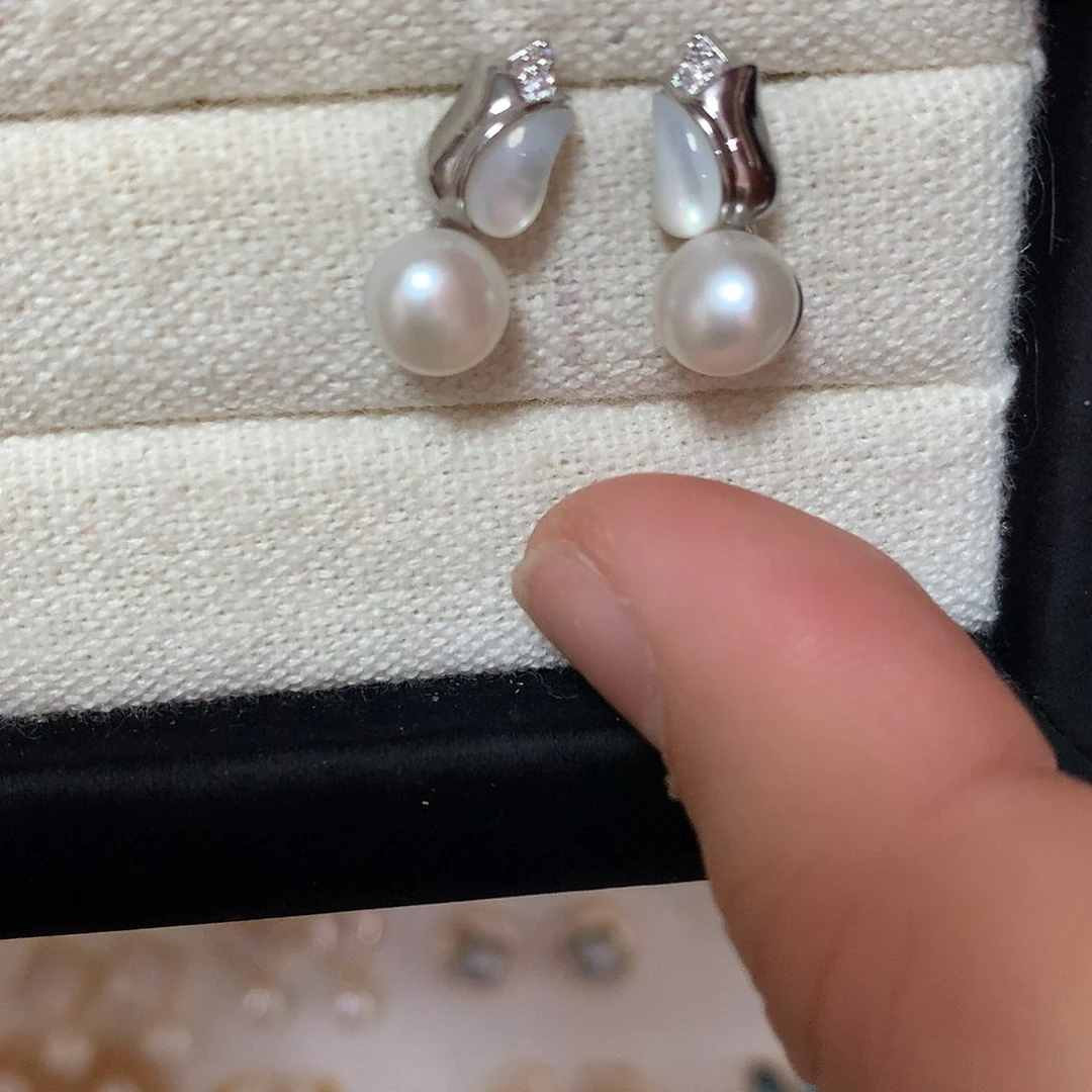 淡水珍珠耳饰合金