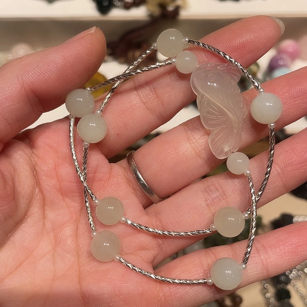 蛇纹石玉合金颈饰