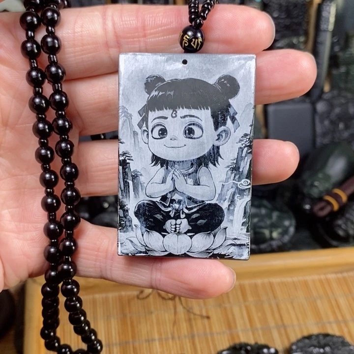 和田玉（青玉）颈饰未镶嵌哪吒