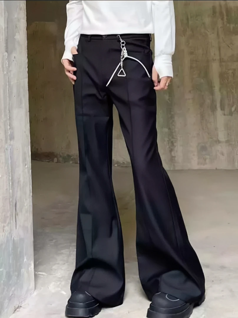 OOTD | 裤子新品-黑色微喇裤解构高级感设计垂坠感百搭阔腿长裤潮