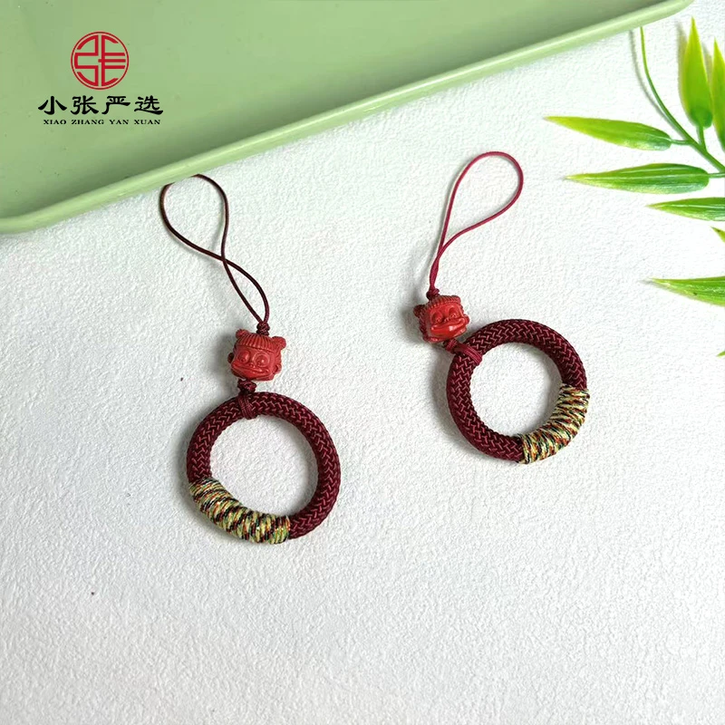 含辰砂工艺品【小张严选】QY056 朱砂哪吒圆环挂件 12mm 多样发其一