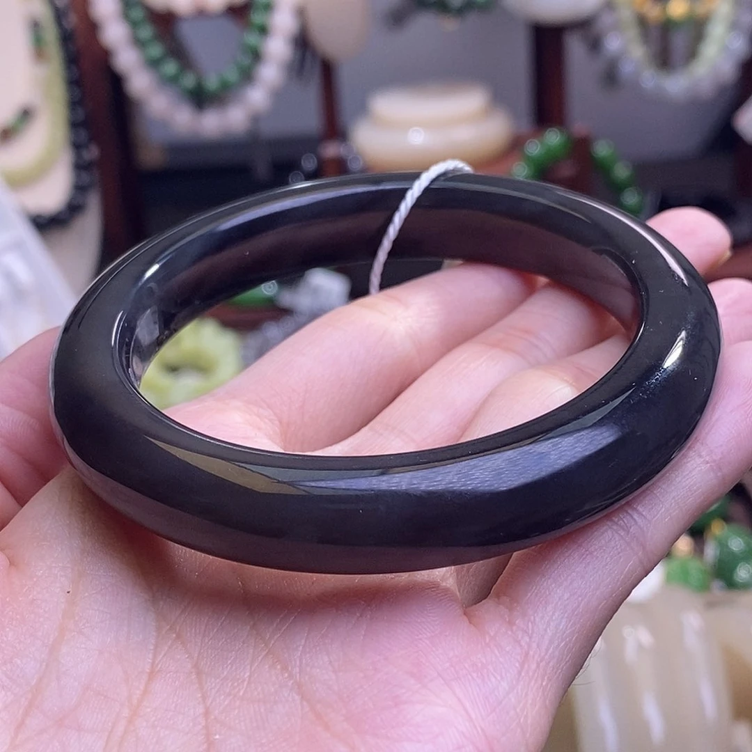 和田玉烟紫帝王紫手镯59圈口未镶嵌