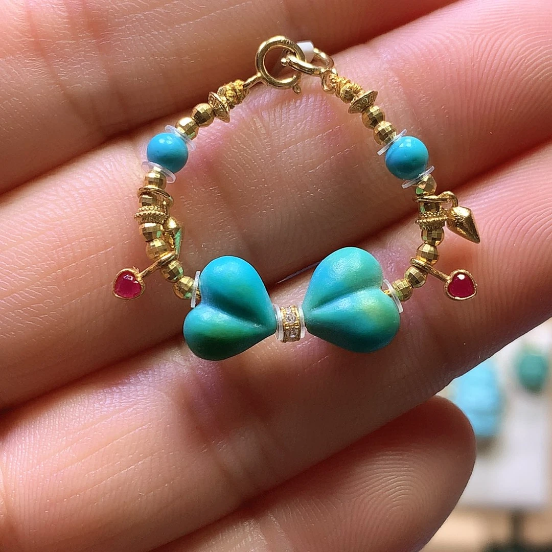 绿松石18K金镶嵌半链