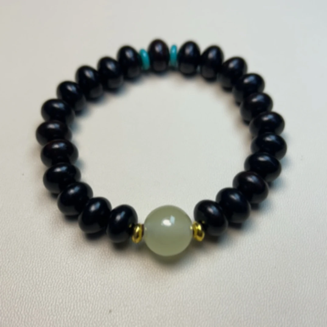 A144 黑檀小算盘+夜光珠手串（无礼盒）