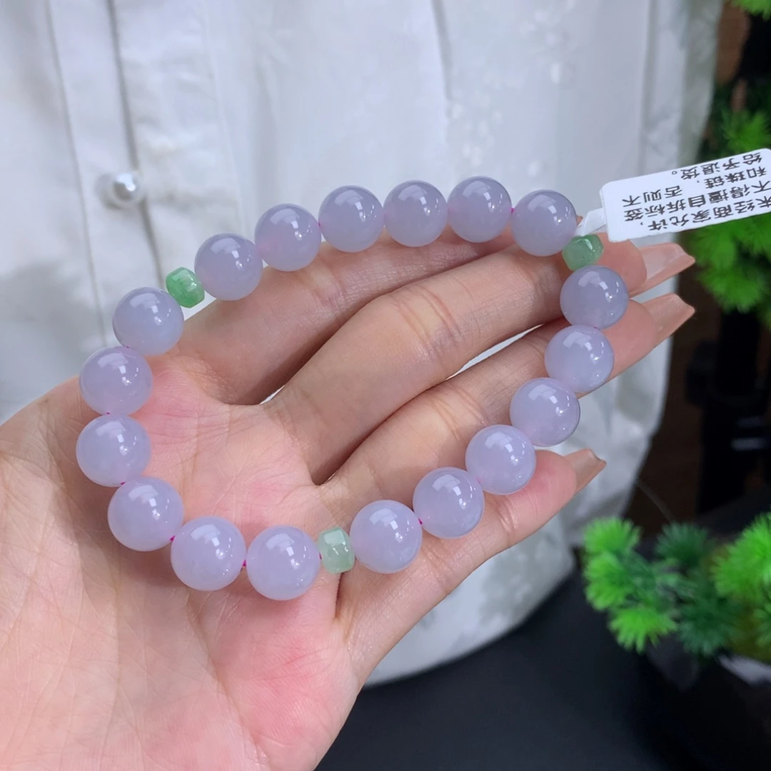 翡翠手链未镶嵌P****s卡10冰胶粉紫手串