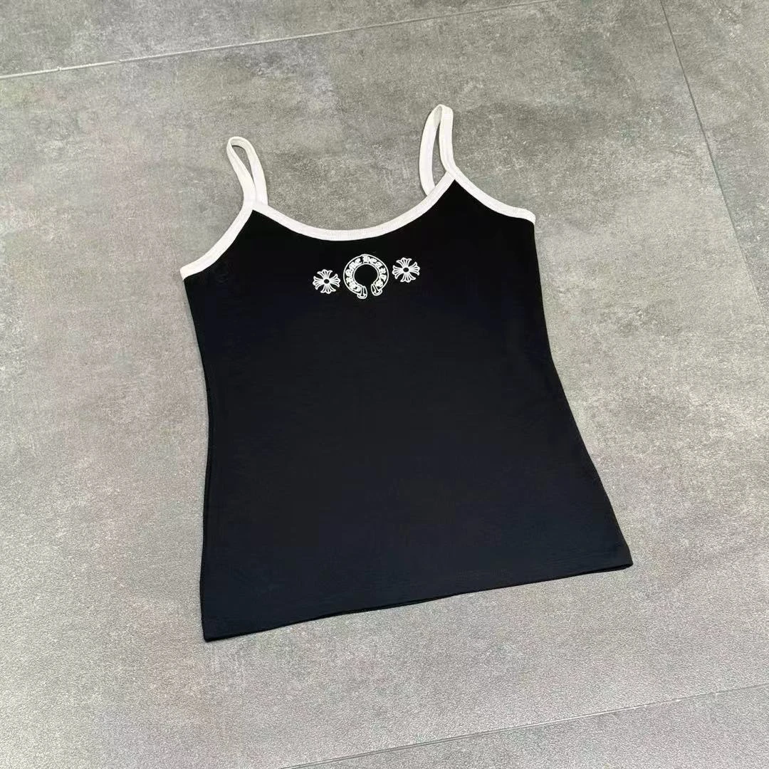 未使用 Chrome Hearts/克罗心 马蹄Logo黑白边吊带背心
