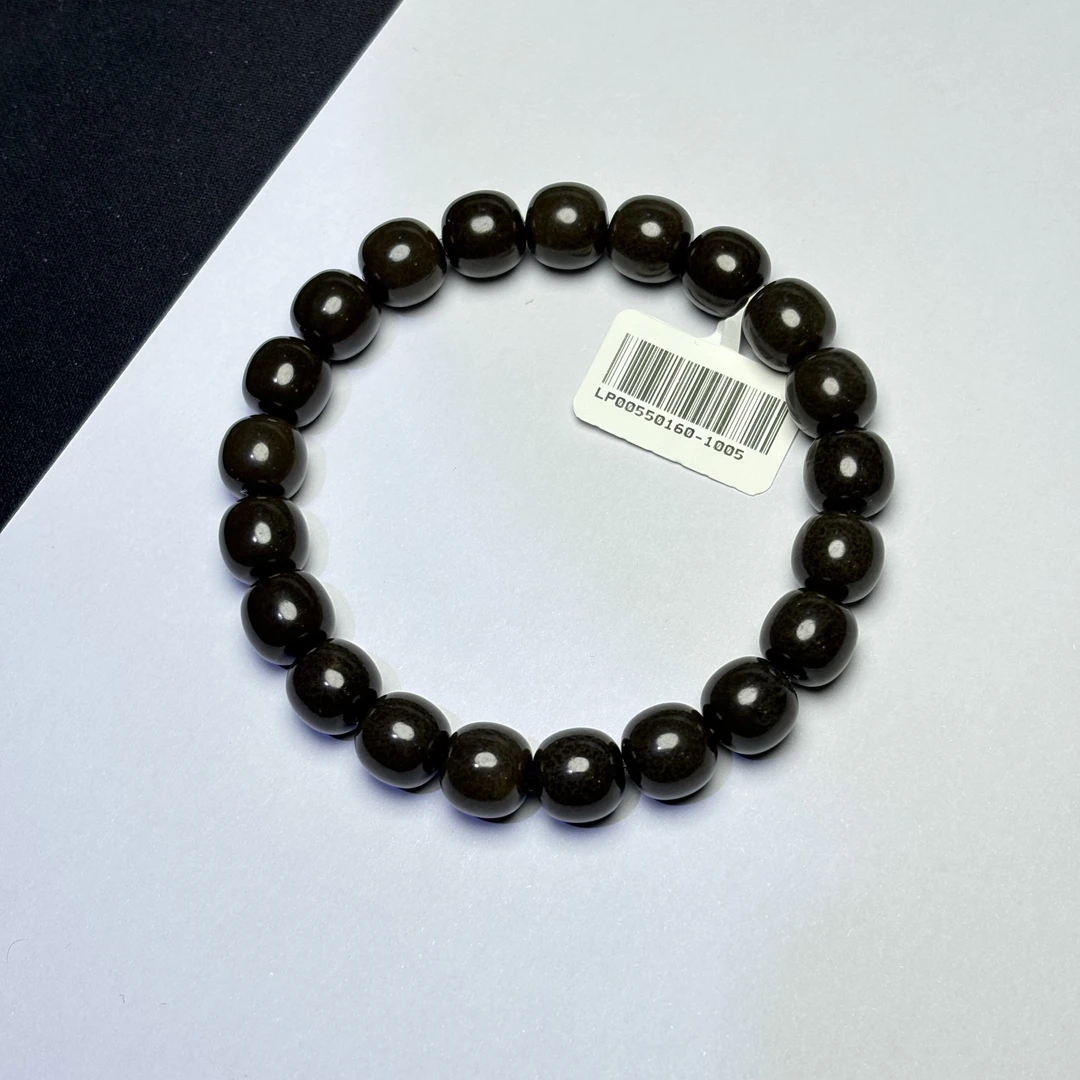【吉玉0160-1005】新疆和田玉草花糖手串9x10mm