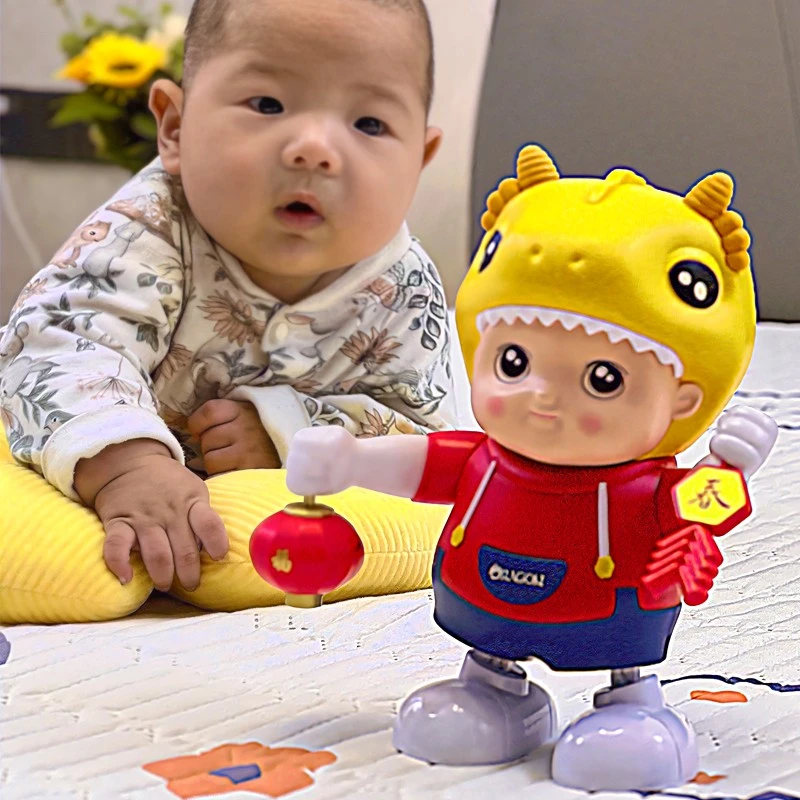 婴儿抬头训练习玩具0一1岁儿童会唱歌跳舞的电动小龙宝3个月宝宝6