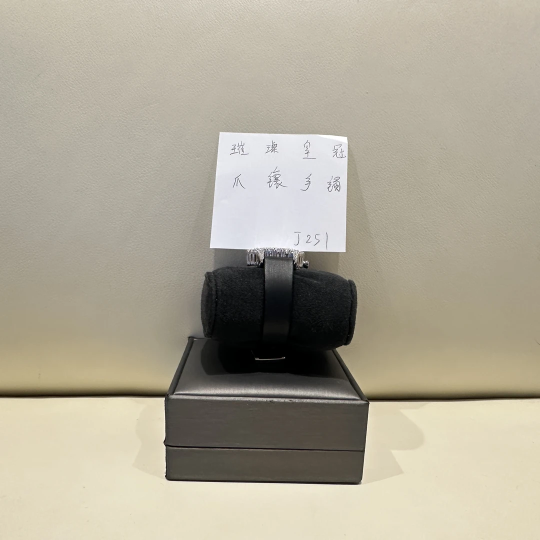 钛钢合成锆石手镯 璀璨皇冠爪镶黑色手镯  ZF-J251