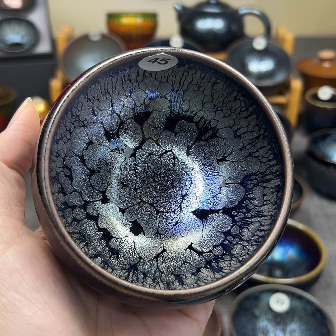 茶盏黑牡丹波体手工
