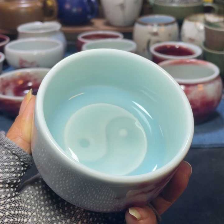 摆件手工玉石釉玉兰杯