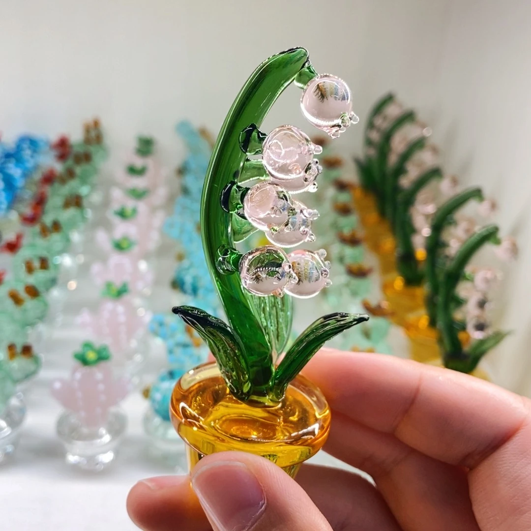 琉璃手工艺品粉色铃兰