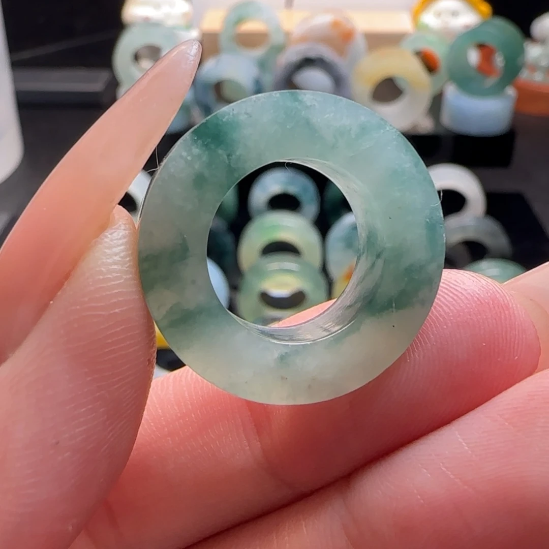 定制翡翠未镶嵌13圈内戒圈飘花