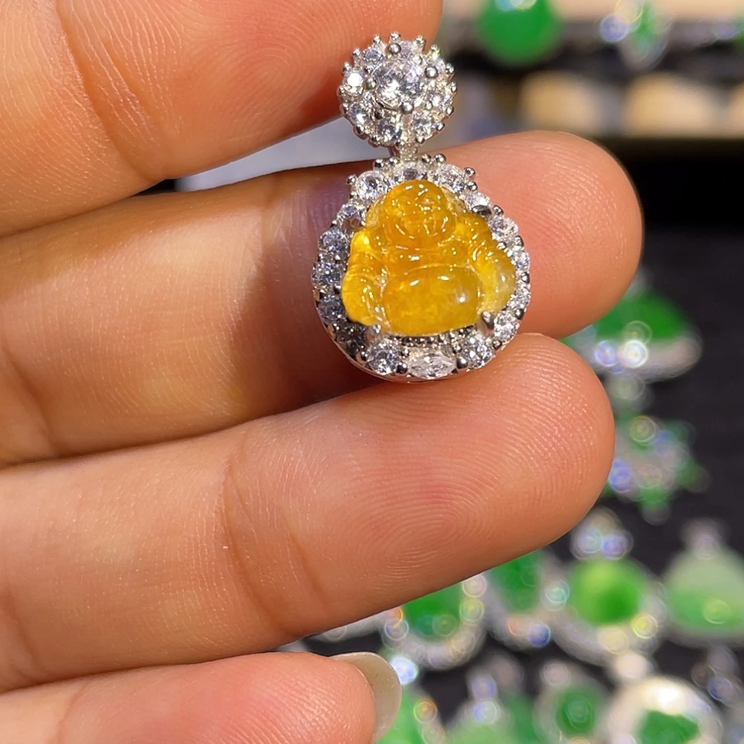 翡翠银S925镶嵌吊坠(不含链)