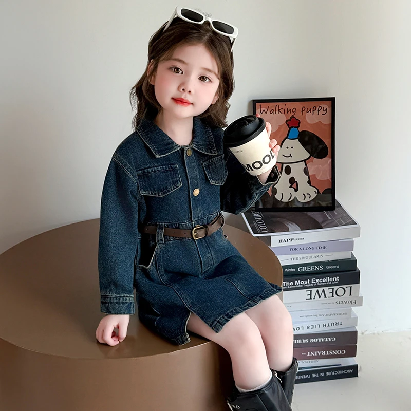 女童牛仔裙春秋季新款2025宝宝一起时髦连衣裙春秋季牛仔连衣裙潮