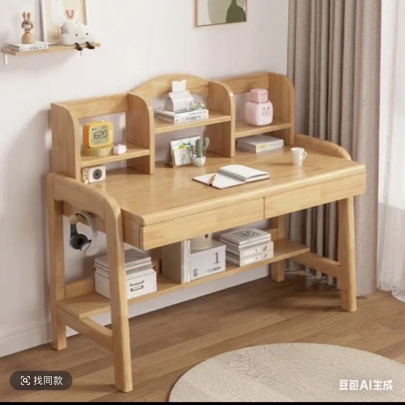 简约中国风学习桌书架办公桌