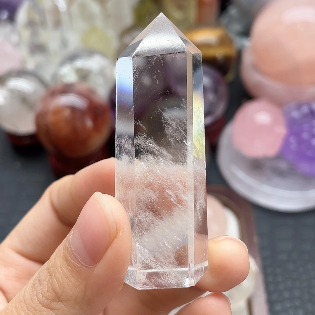 珠宝半成品水晶未镶嵌63白水晶柱无裂