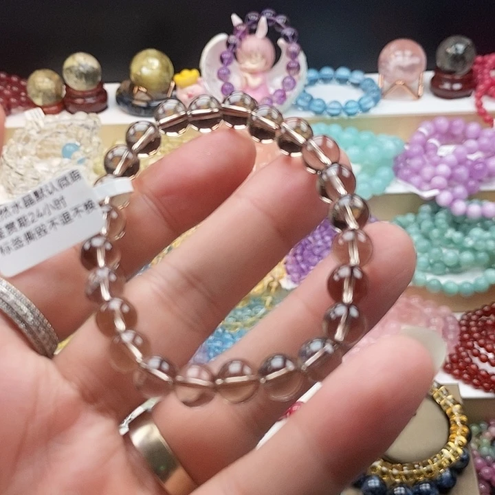 水晶手链未镶嵌高品茶白晶8.5mm