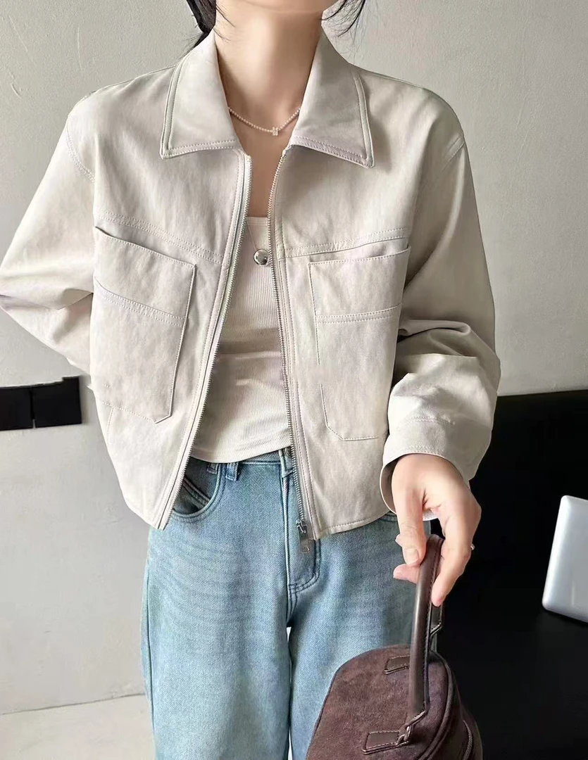 WYFS高级感短款皮衣外套